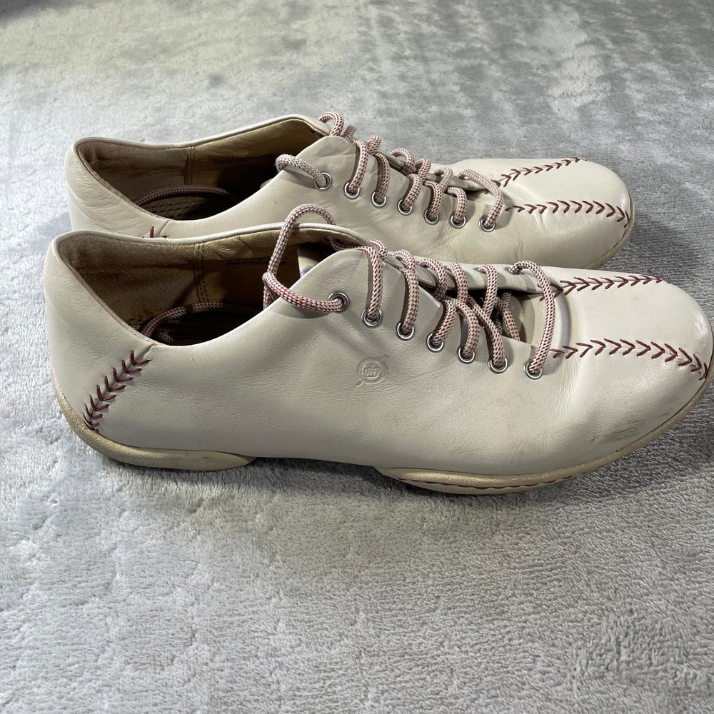 BORN‎ Williams Baseball Stitch Shoes Mens 9.5 Off White Leather Casual Lace Up